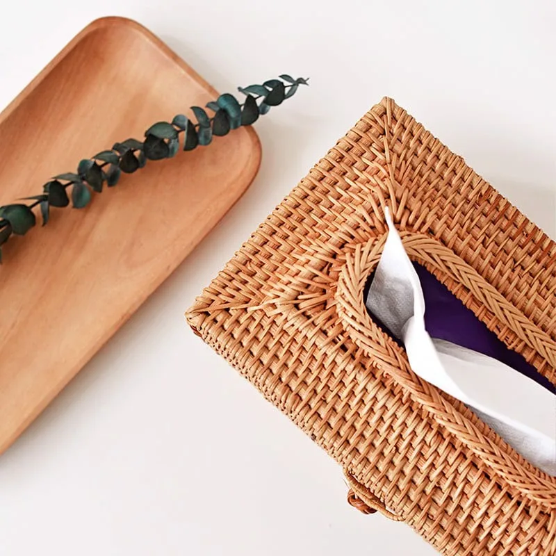 Best Selling Viet Nam Customized Color 100% Made from Natural Cloud Convenient Paper Storage Rattan Tissue Box