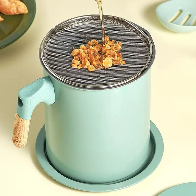 304 Stainless Steel Oiler Large Capacity Oil Filter Can Kitchen Cooking Tool Leak-proof Grease Strainer Pot Oil Pot