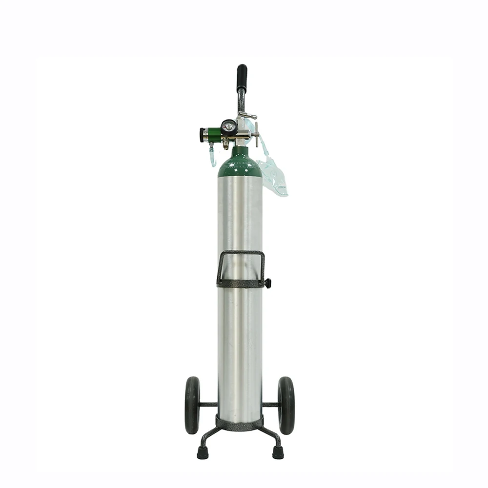 Factory Supplier household oxygen matching aluminum alloy cylinder Medical Oxygen Tanks with 1/5/10/15/20L Sizes trolley oxygen