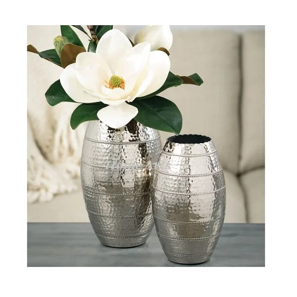 Customized Size and Shape Flower Pots Newest Design Aluminium Silver Color Decorative Vases With Greatest Quality