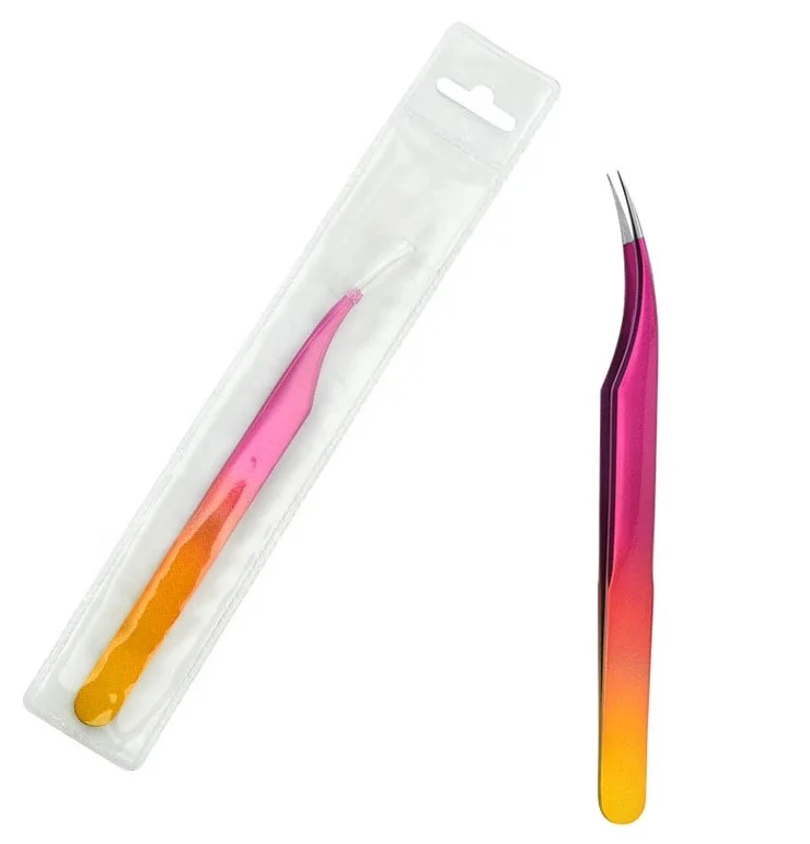 New Professional Eyelash Extension Personalised Sharp Point Volume Facial Tool Stainless Steel Lash tweezers at low price