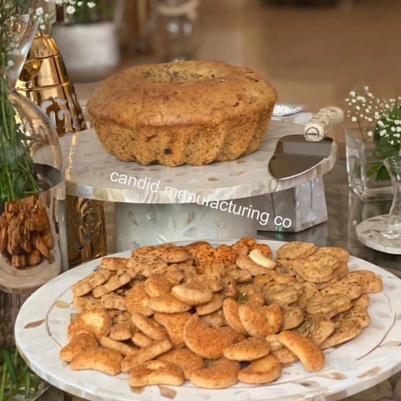 Eid  dessert table golden cake stand creative wedding table props retro cake plate dessert display stand