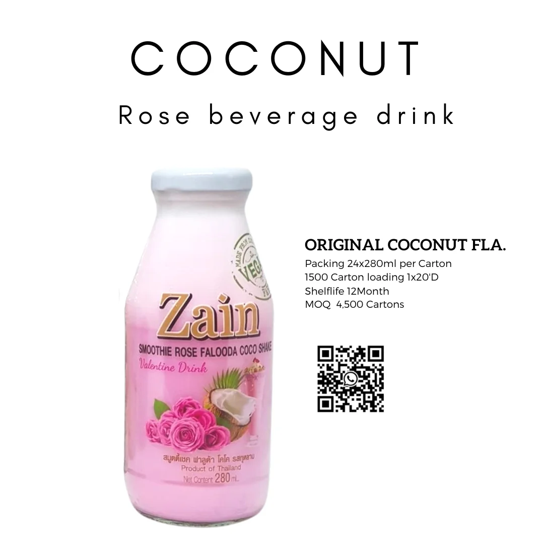 Zain Coconut Beverage drink Rose Flavor of   Ajintai Company Limited Product of Thailand  AjintaiZen