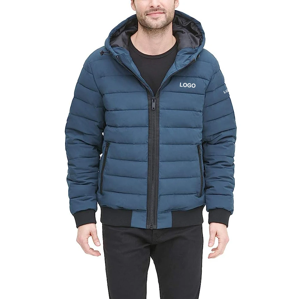 OEM Custom Puffer Jacket Men Winter Wind Breaker Bomber Jacket Poly Filled Outwear Clothing Casual Quilted Jacket Long Sleeve