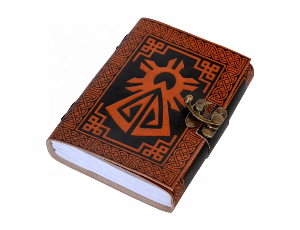 Celtic Design Genuine Leather Handmade Journal Notebook Blank Page Red And Black Color Book Of Shadow Diary Antique Brass Lock