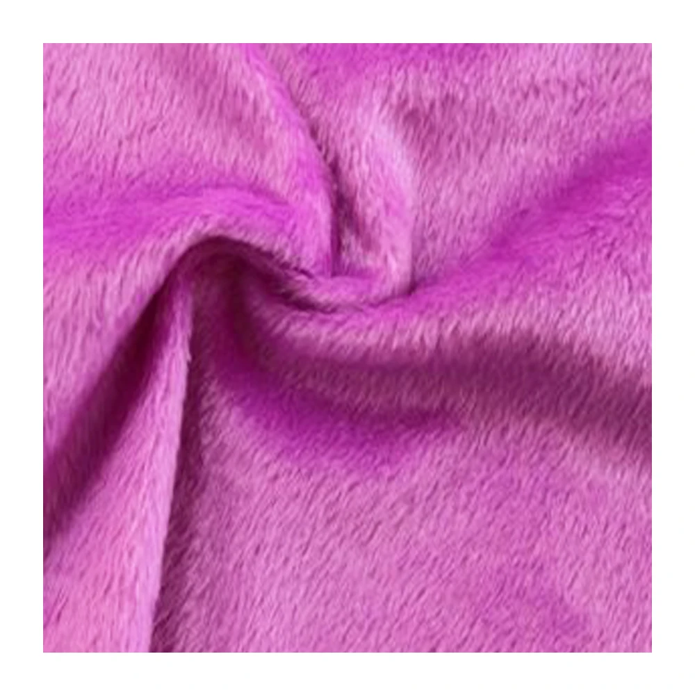 High Quality Pink Tricot 3mm Short Fur Fabric Knitted 100% Polyester Plush Toy Garment Fabric