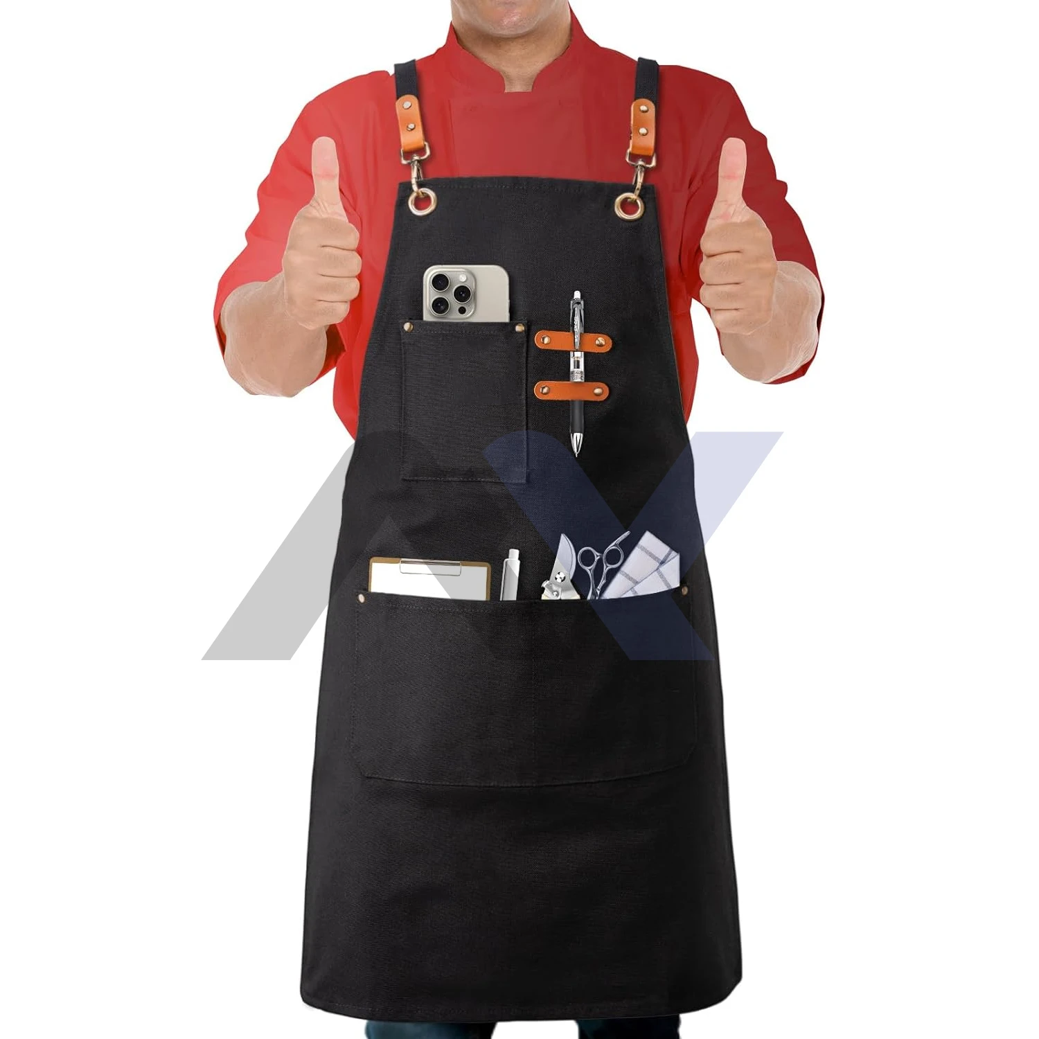 Shop Apron for Men and Women with Spacious Pockets - Heavy-Duty Cotton Canvas Work Apron Ideal Chefs Baristas Gardeners Barbers