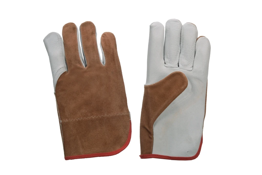 Palm Split Leather Grey/Blue Glove Wear Cut and Tear Resistant Heavy Duty Industrial Cotton Comfort Fit For Machine Handling