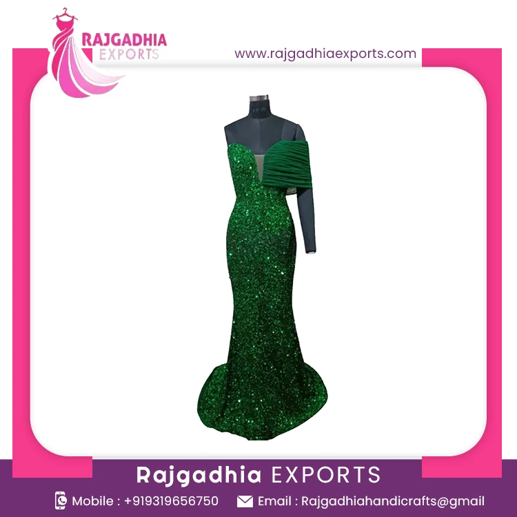 Indian Stylish Full Beaded Handwork Fancy Evening Dress Party Long Gown Evening Dresses For Women