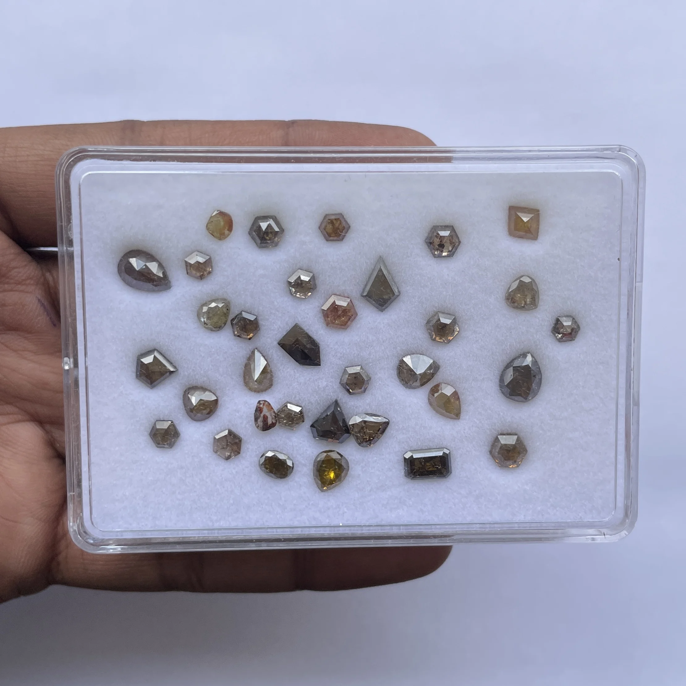 2mm 4mm 6mm Natural Salt Pepper Diamond Hexagon Kite Coffin Pear Round Cut Loose Gemstone Setting Fine Jewelry Fancy Cuts Brown