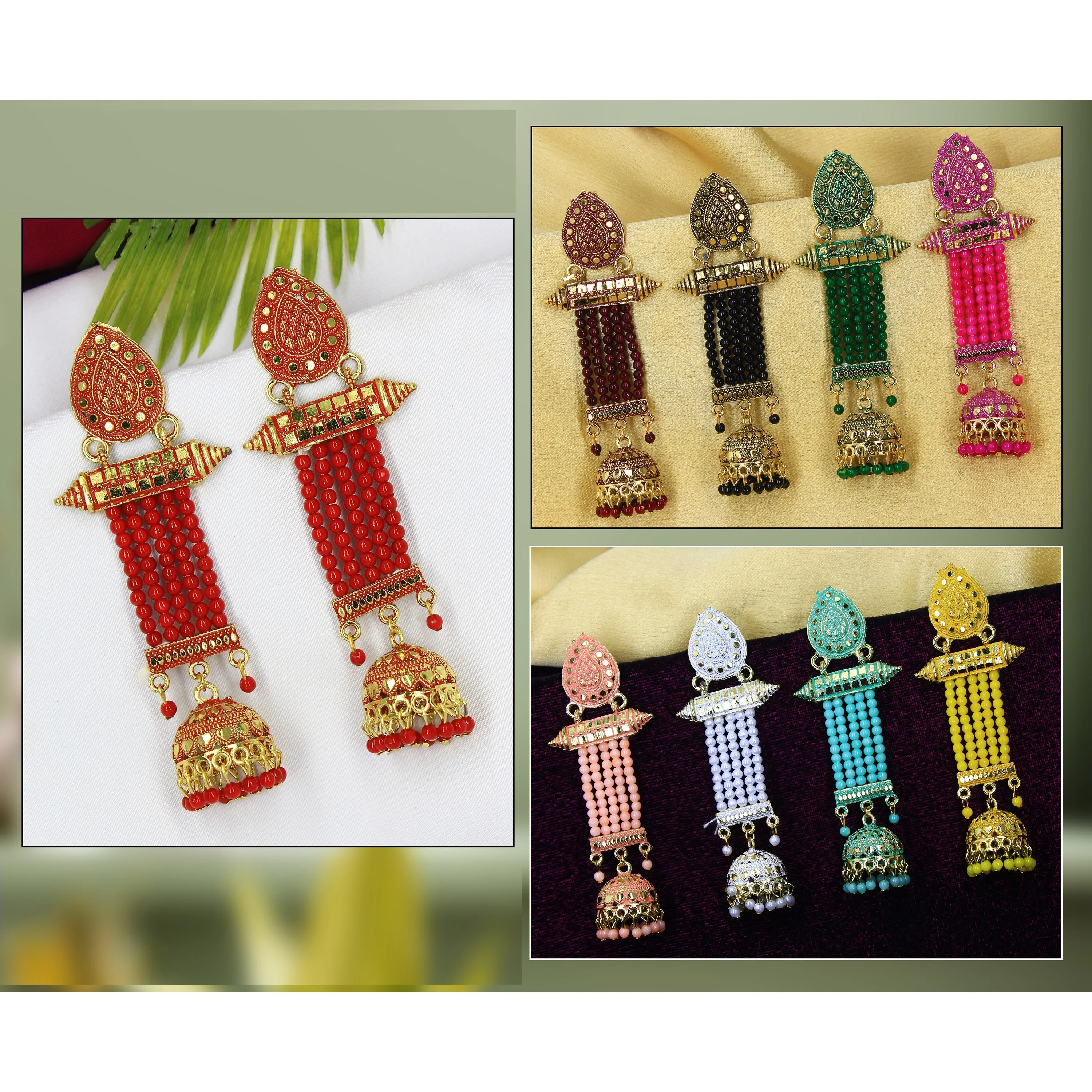 Earrings Manufacturer of Indo Western Meenakari Jewellery Jhumka Earring With Gold Plating for Export dubai indian jewelry