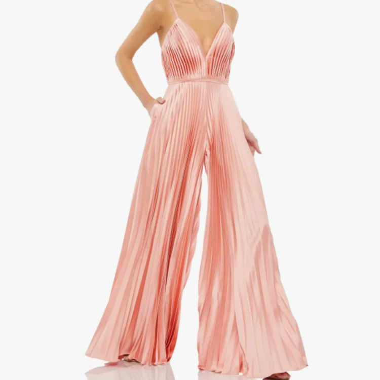 2022 New Arrival Sleeveless Causal Women Pleated Wide Leg Jumpsuit