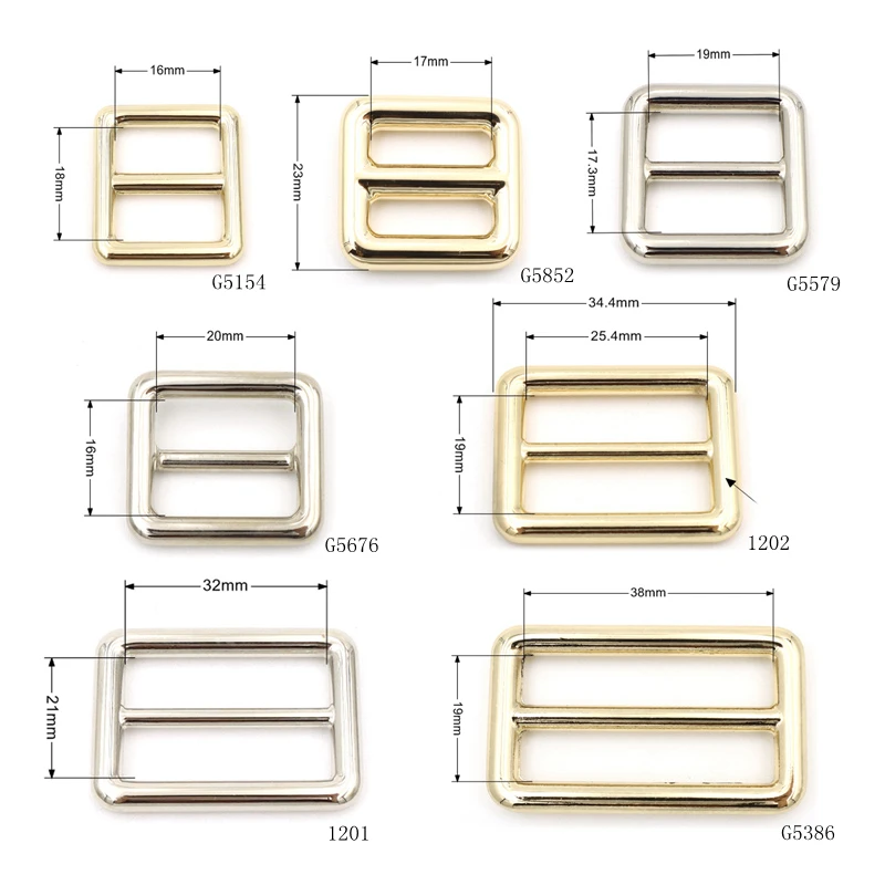 20mm Silver Plated Bag Strap Buckle Metal Adjustable Buckle Slide Triglide Buckle for Bags