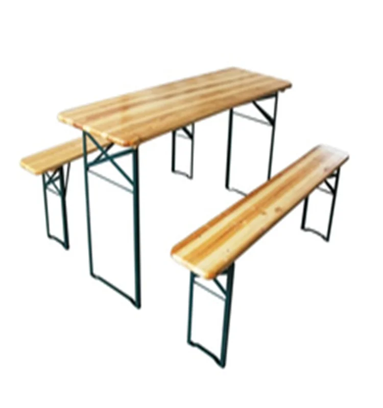 Outdoor Picnic Dining 6 FT Beer Foldable Solid Wooden Folding Table and Bench Set