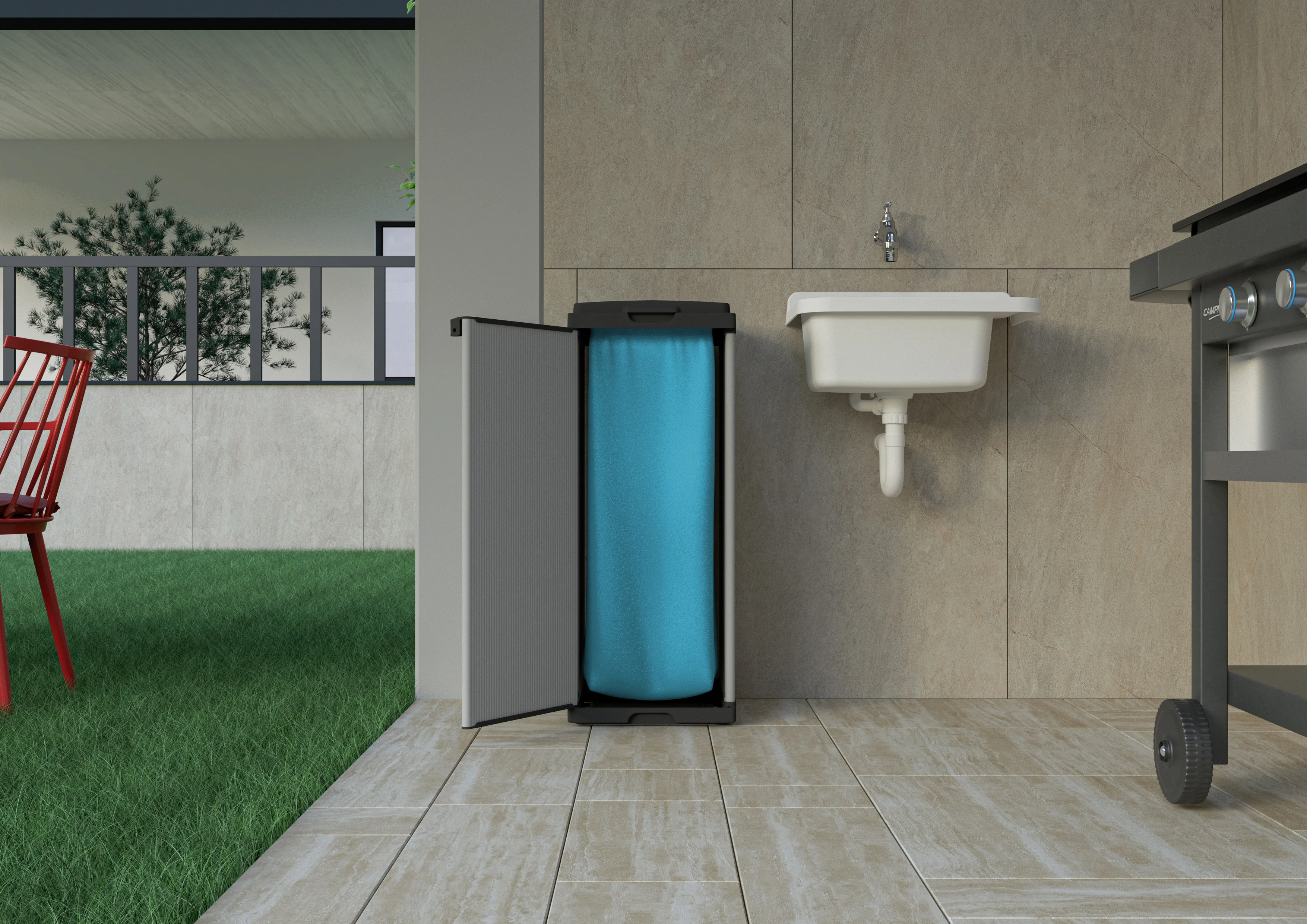 Italian-Made Large Rectangular Standing Plastic Waste Bin ISO 9001-Quality Certified Easy Assemble Outdoor Recycling Trash 12L
