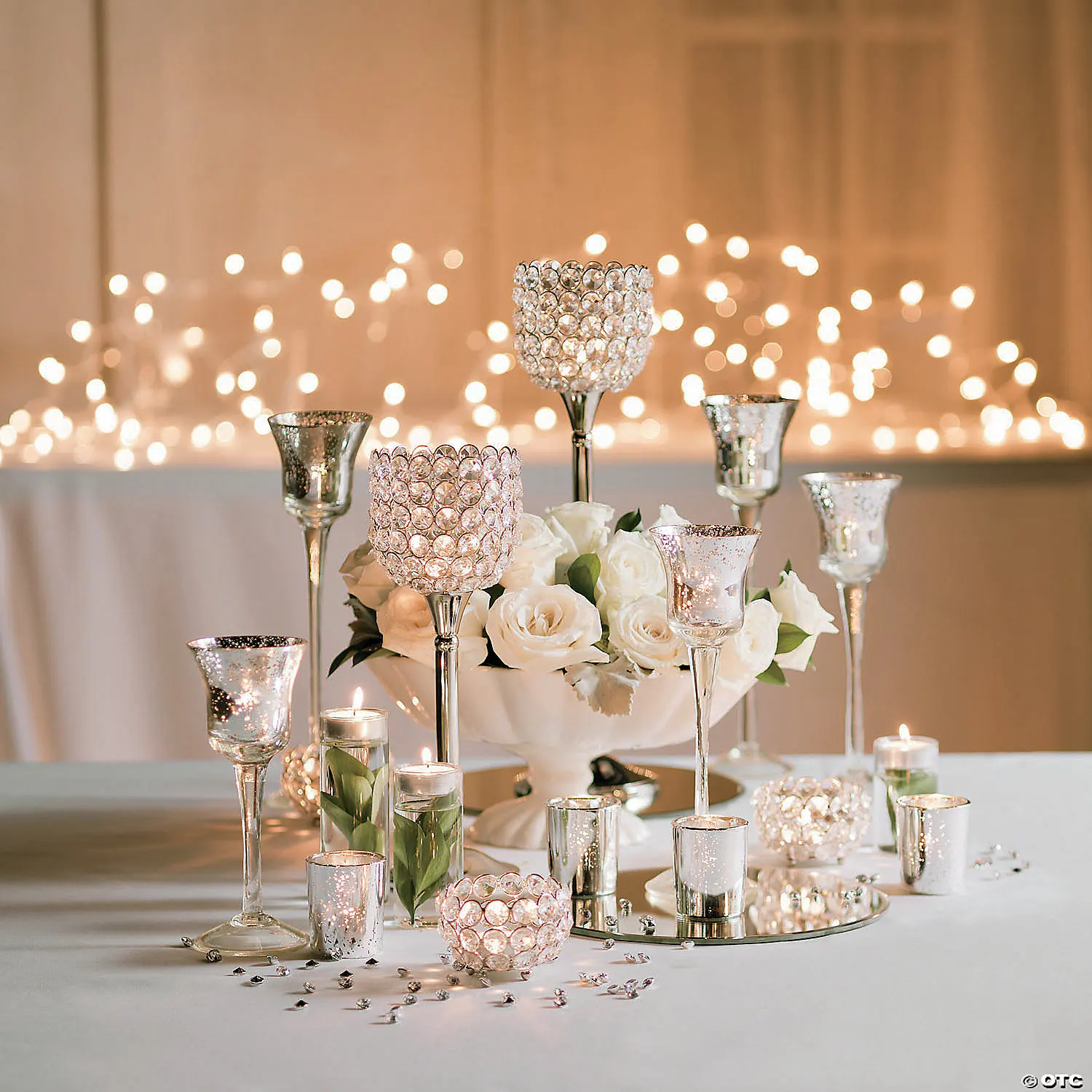 Glamorous Looking Lotus Crystal Table Centerpiece Event & Party Decoration Supplies Shiny Pedestal Aluminium Metal Stand Decor