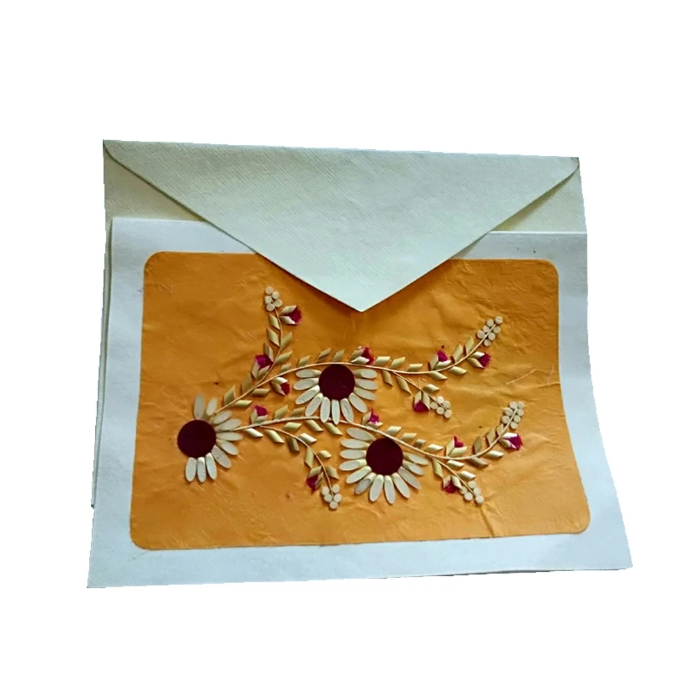 Handmade Paper Greeting Card Design for All Occasion with Kraft Paper Customize Design Printed Genuine Paper Card
