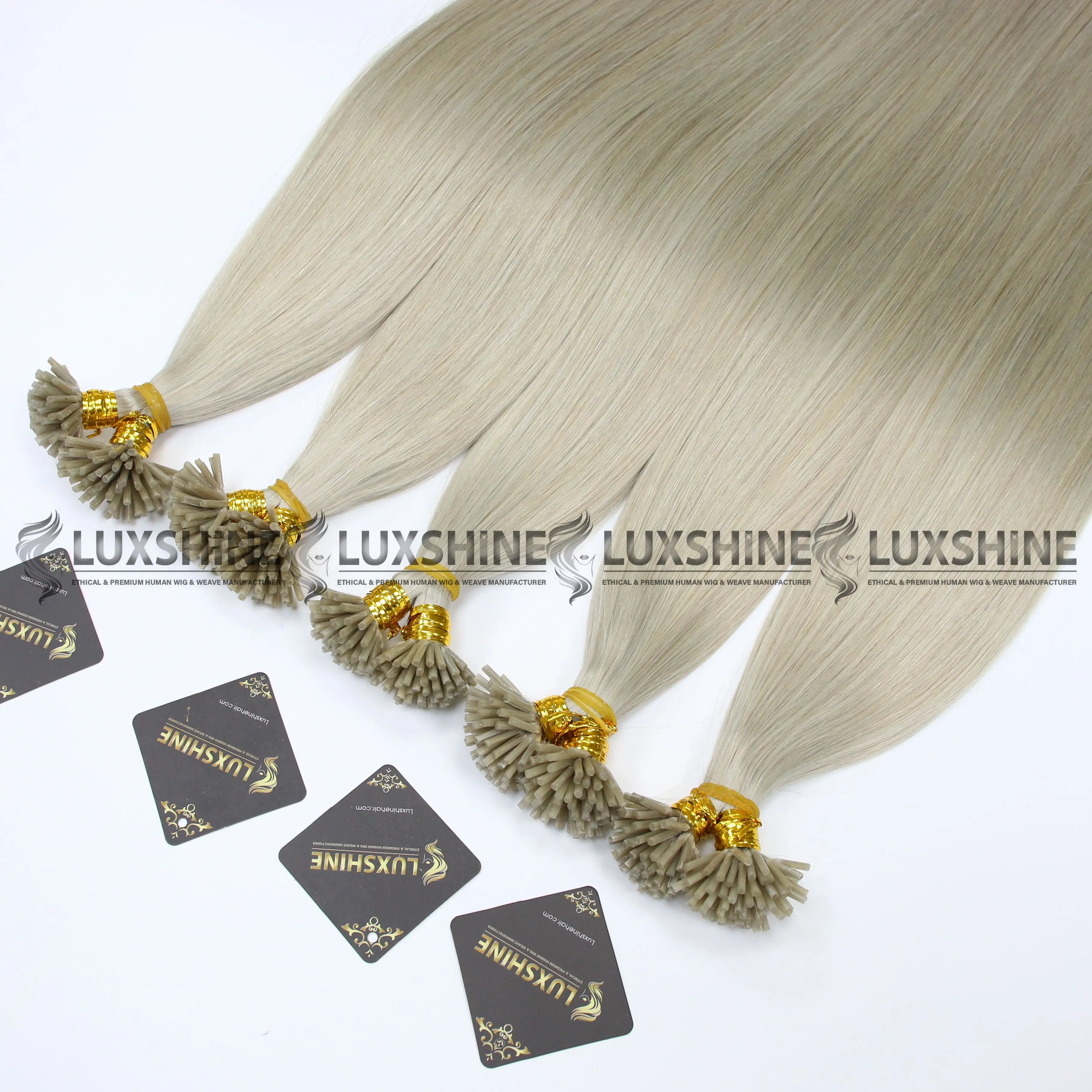 Wholesale 100% I Tip Human Hair Extension Double Drawn Virgin Hair Ash color #60ash Light Blonde