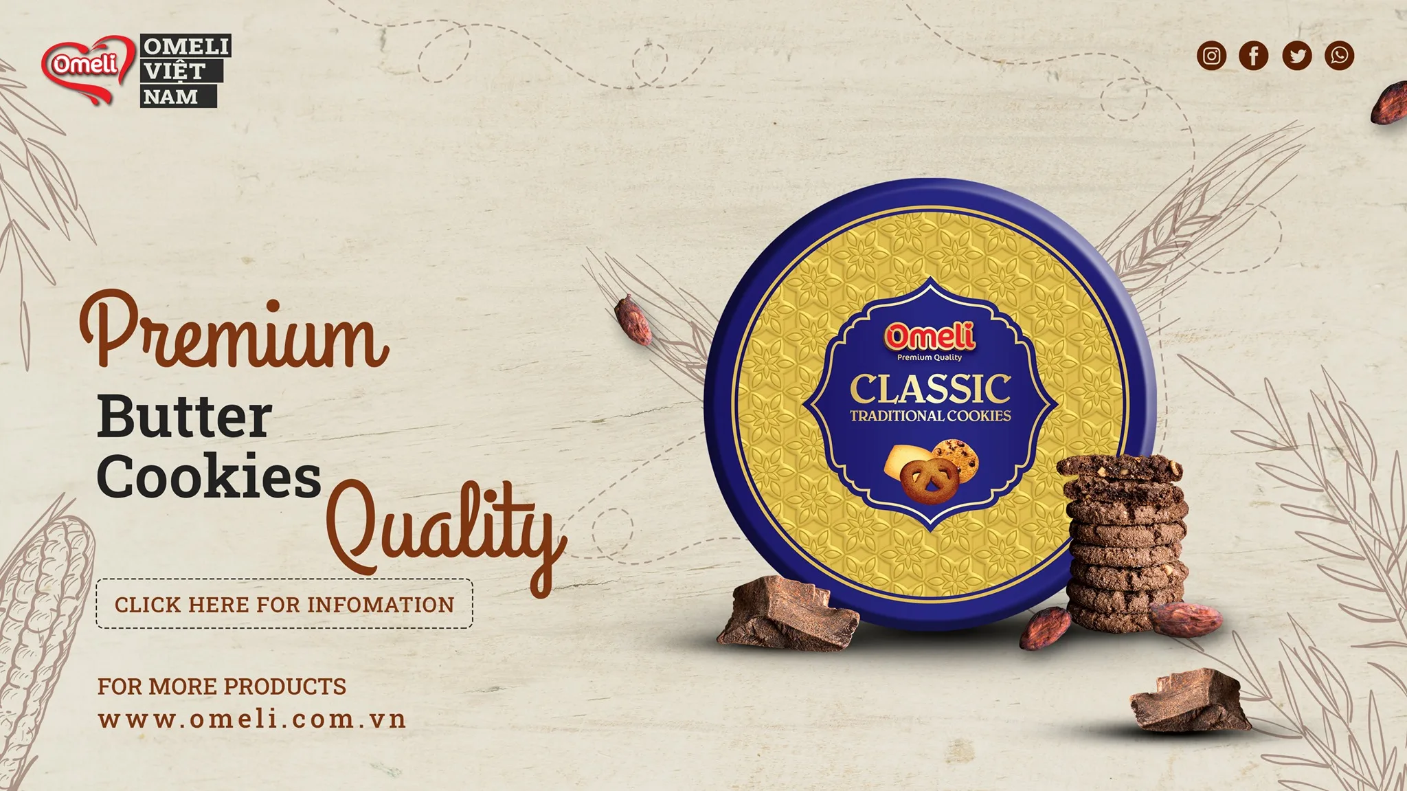 Top Selling - Omeli Brand Assorted Cookies in Round Tin Box Premium Quality Hot New Red or Blue Colour 362g HALAL ISO Sweet