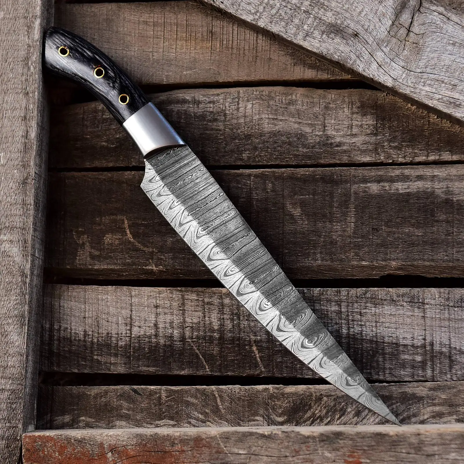 Custom Handmade Damascus Steel Blade  Chef Knife Kitchen Knife With Leather Sheath salt bae chef knife