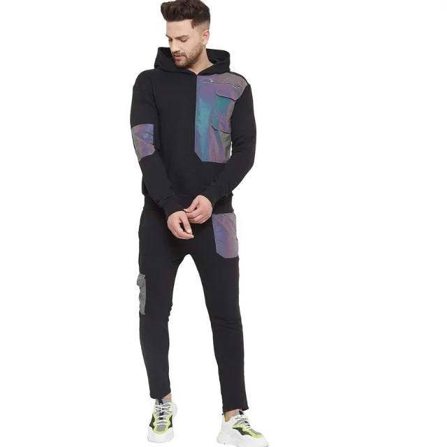 Tracksuits Nylon Pullover Your Own Logo 3M Reflective Panel Work Color Block Shiny Scorch Long Sleeve holographic tracksuit
