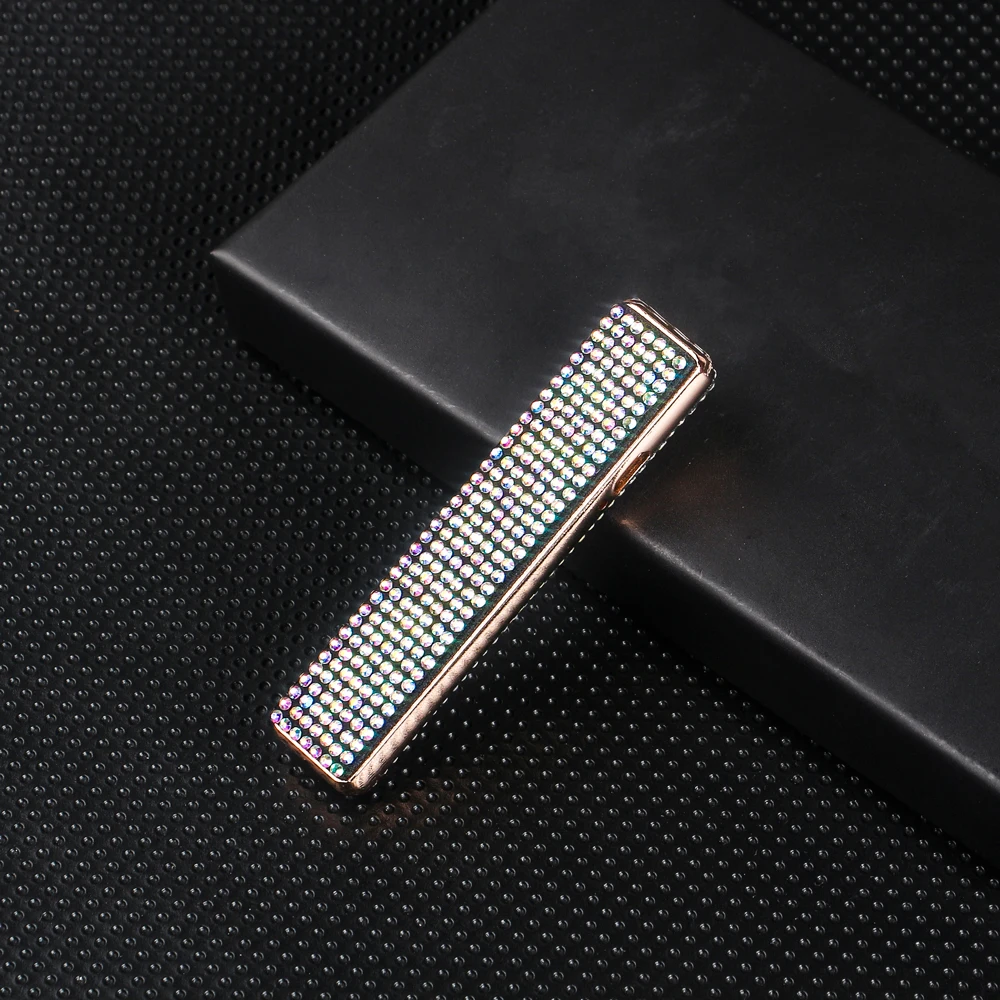 USB Port Blue Rhinestone Diamond Pink Diamond Electric Rechargeable Coil Type Cigarette Lighter