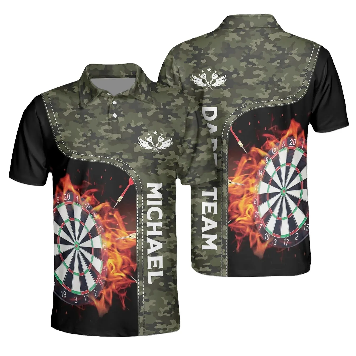 Wholesale Polyester Dart Shirts Customization Black Darts Polo Shirts Oem Service Dart Polo Shirts