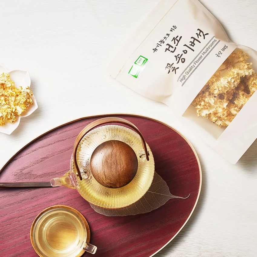 Korea Jipyeongsun MushFarm GAP Organic Dried Flower Medicinal Mushroom 50g For Skin Aging/ Gout/ Hyperlipidemia/ Etc
