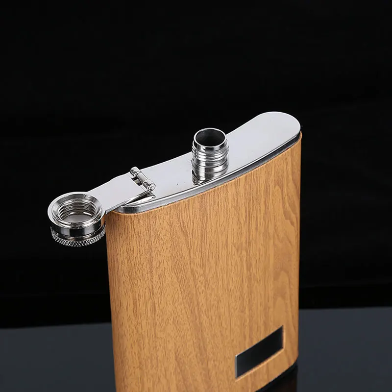 Custom Logo Embossed Whiskey Glass Set Personalized Engraved Color Bamboo Wooden Hip Flask