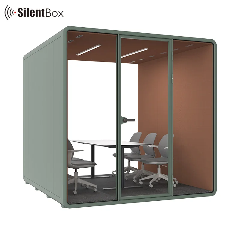 Meeting pods extra large office pods removable 4-6 person soundproof cabin with built-in air circulation system