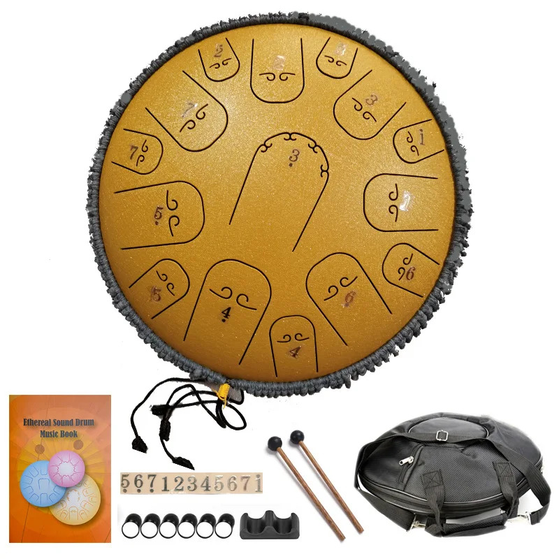 14inch 15Notes Steel Tongue drum percussion-instrument Handpan with carrying and mallets