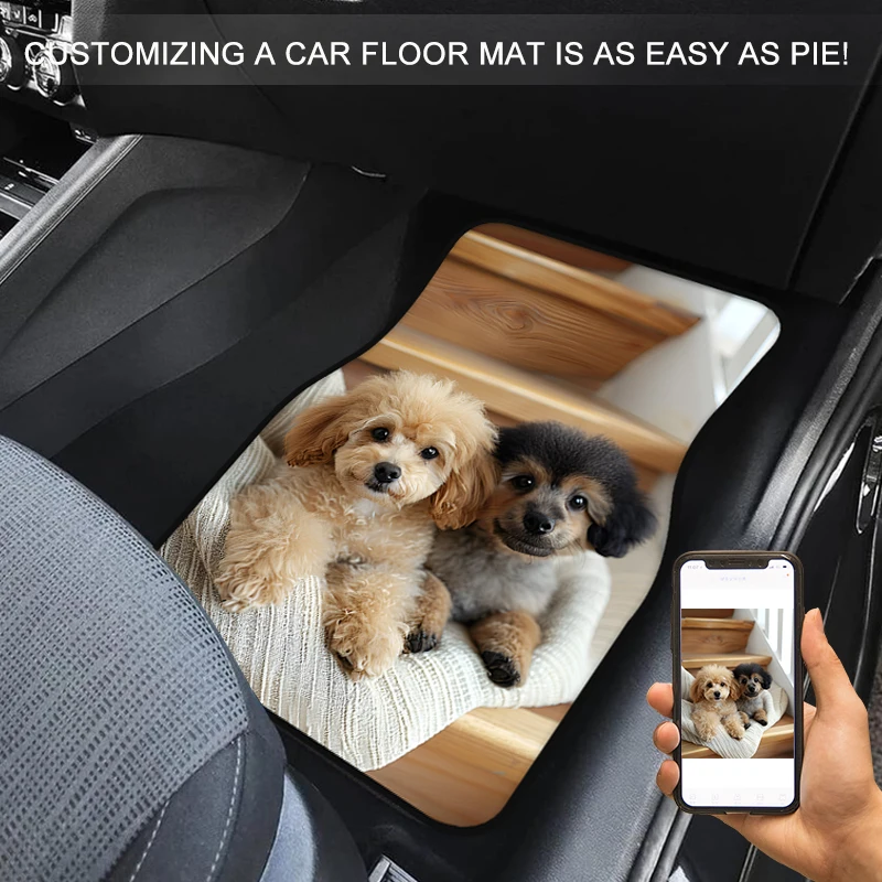 Car Floor Mats Front and Rear Rubber Backing Carpet Universal Fit for Trucks Non Slip Automobile Mat With Logo