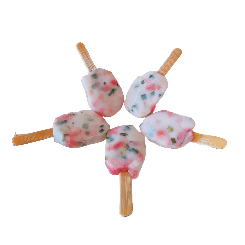 HACCP Cheap price Surimi Frozen SKEWERED TEMPURA FISH MIXED WITH GREEN ONION & GINGER Vacuum pack 500g Vietnam Noodle buffet