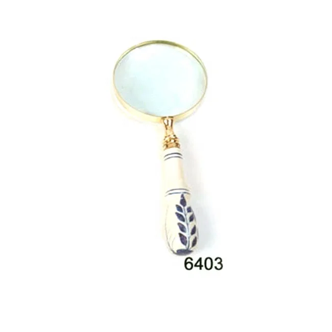 Designer Brass Magnifier Glass With Horn Shape Handle Supplier Magnifying Glass for Reading Books maps inspections Coins