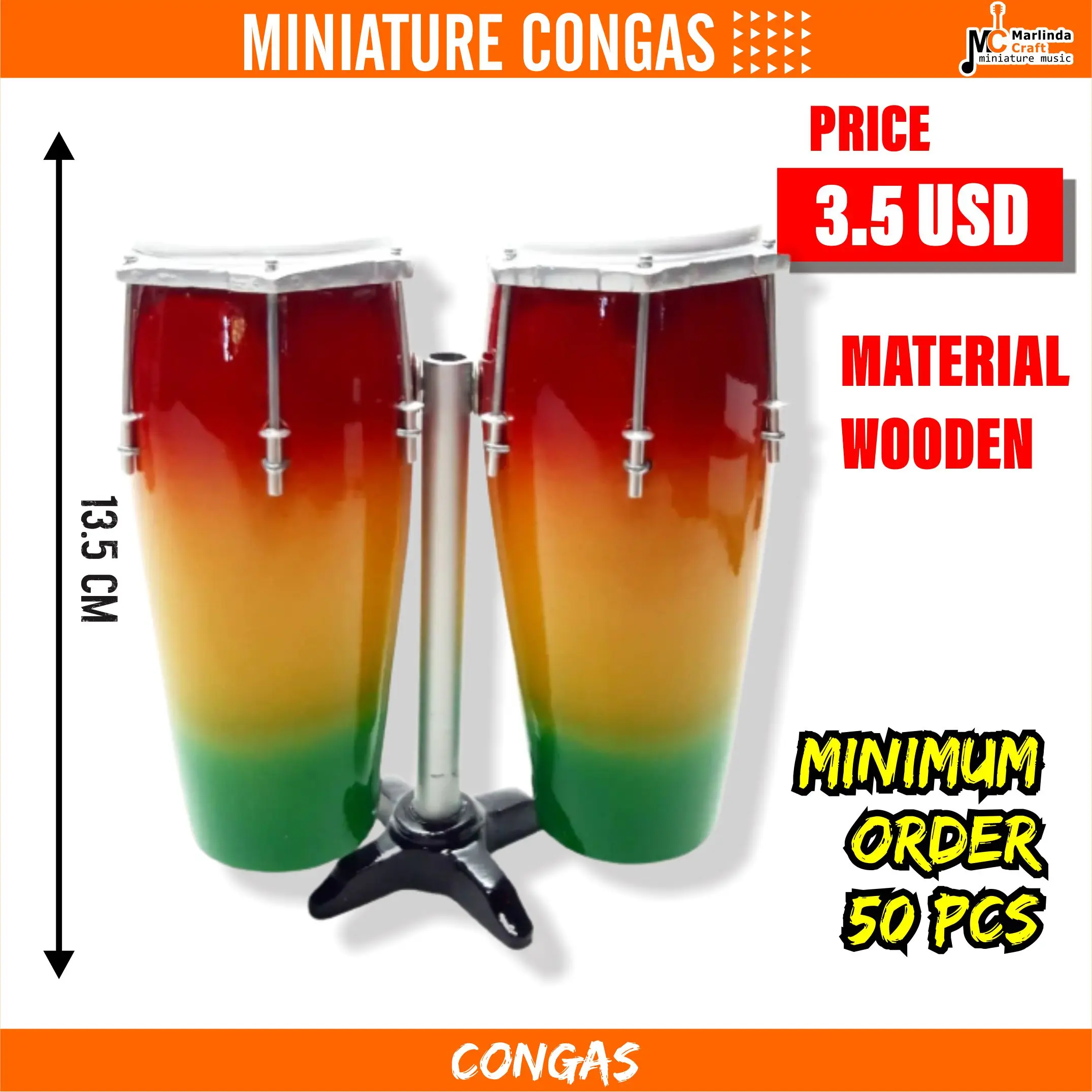 Миниатюрный деревянный congas ручной работы