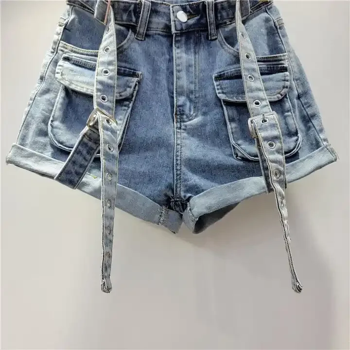 2023 New Arrivals brocken hole Women Denim Summer Shorts bale Zipper Fly Pockets Frayed Raw Ripped Denim short jeans for women