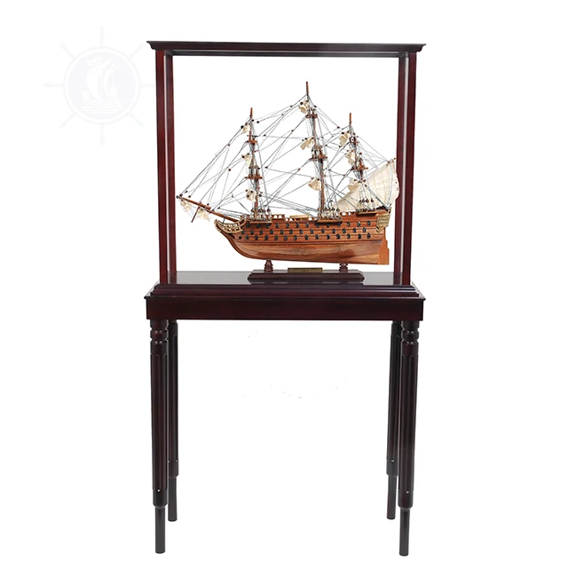 HMS Victory Small with Display Case Wooden Replica with Display Stand, Collectible, Decor, Gift, Wholesale