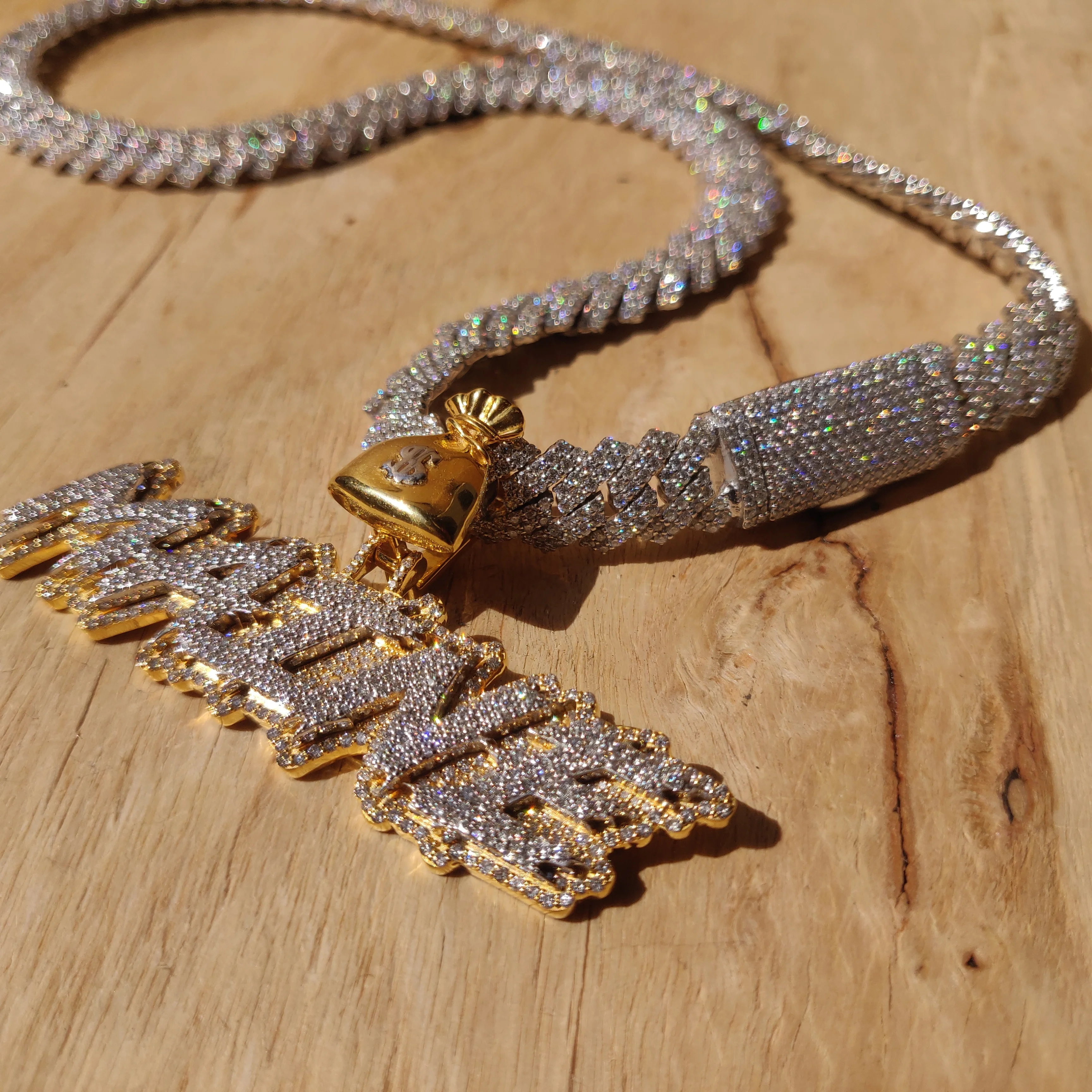 vvs moissanite Cuban link necklace iced out initial necklace solid gold chain bulk for men women