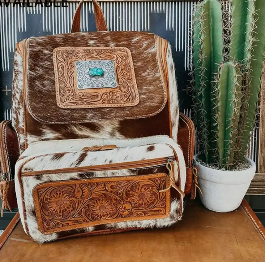 Western Handmade Cow Hide Travel bag portable and lightweight multipurpose Custom duffel bag Hair on travel bag ready to ship