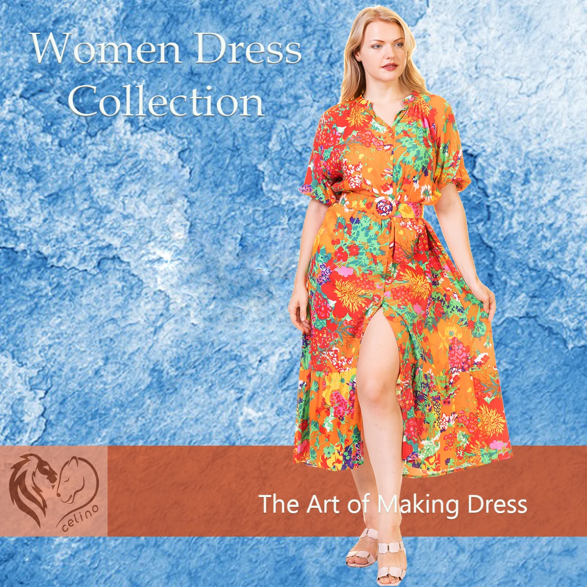 Beige Wall Print Strech Women Dress womens dresses