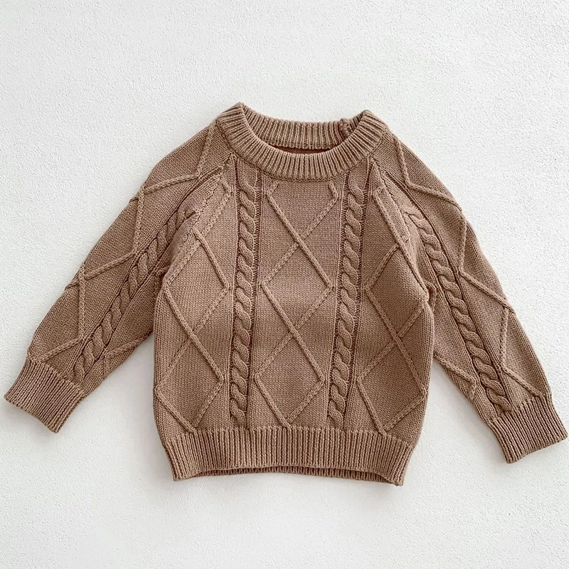 Autumn Boys Baby Girls Clothes 2 Piece Set Cotton Knitted Overalls Pullover Round Neck Toddler Boys Clothing Sweater