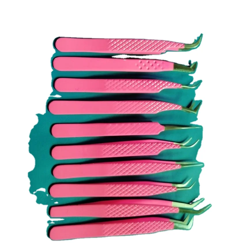volume two pcs eyelash extension tweezers high quality pink colour beauty instruments from pakistan