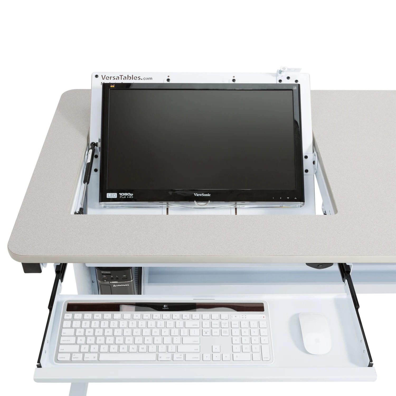 VersaDesk Revolution Adjustable Height Computer Desk  Black/Maple