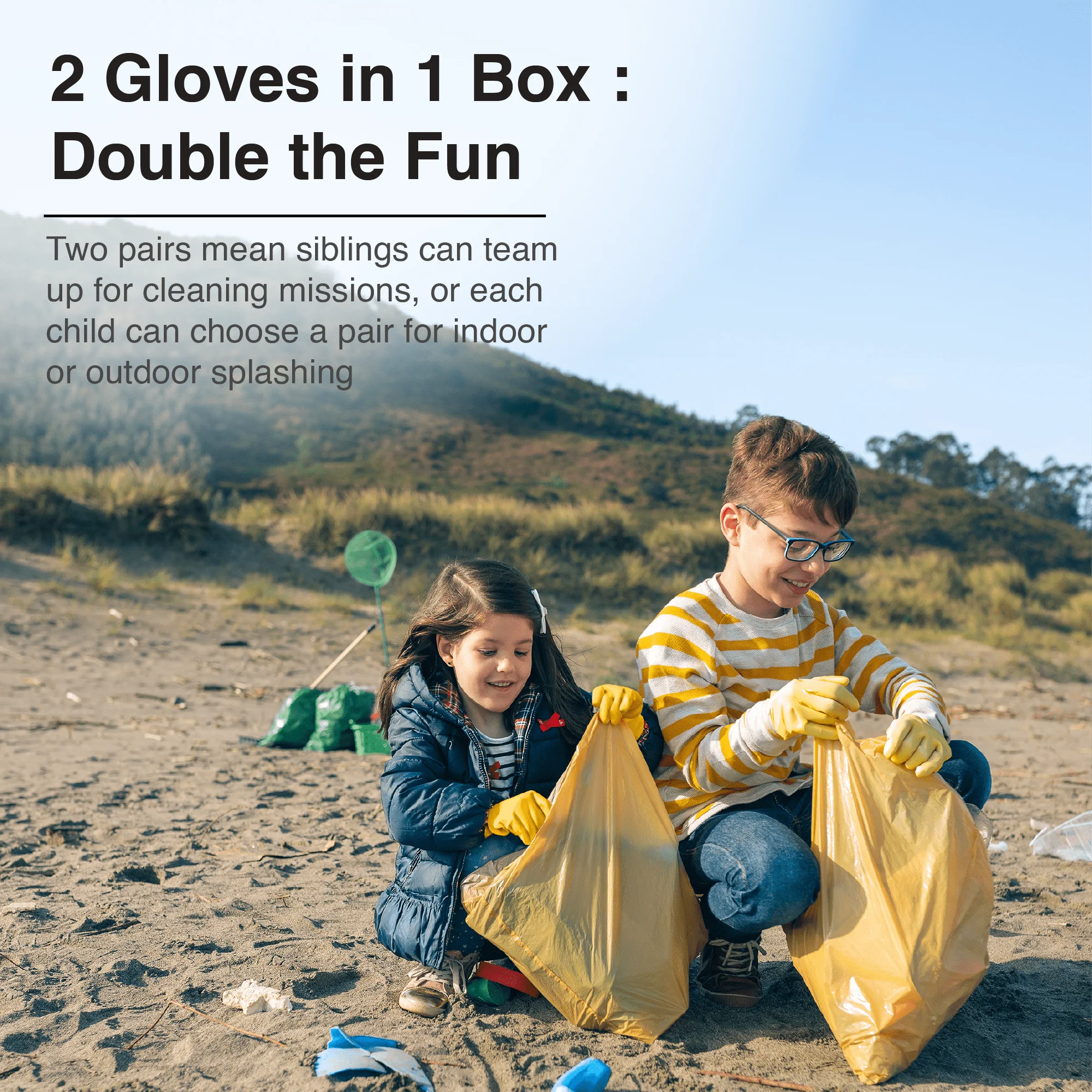 [Box Included] 1 Pairs Little More Kids rubber gloves children gloves cleaning dishwashing gardening waterproof kids glove