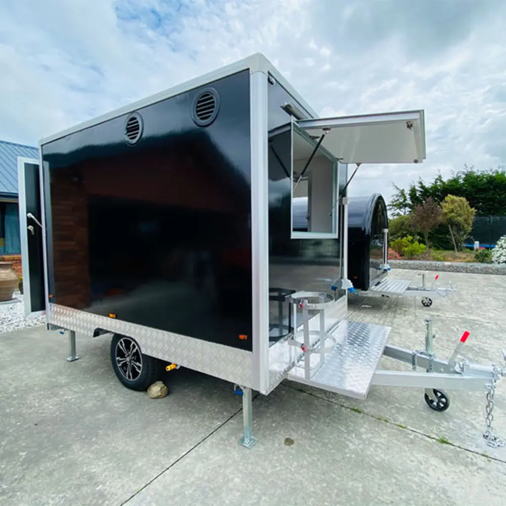 High Quality Customized Mobile Food Trailer Black Pizza Hot Dog Ice Cream Coffee Food Truck