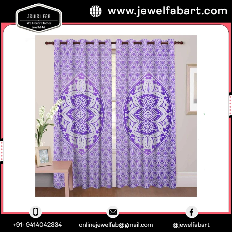 Indian Block Printed Curtains 100% Cotton Home Decor Window Curtains Balcony Tapestry & Wall Hanging At Wholesale Prize