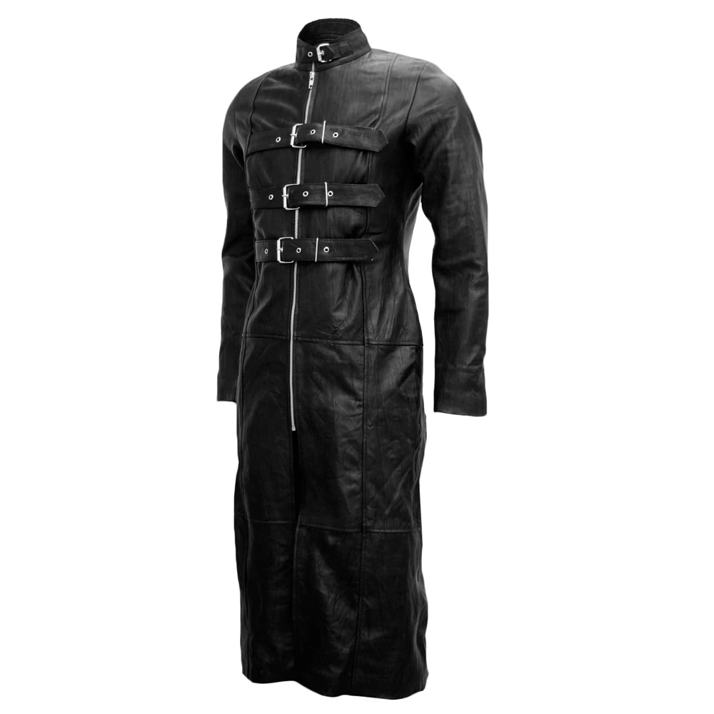 Wholesale Top Hot Premium New arrival 2023 Mens Gothic Long Leather Coat Fetish Style Leather Coat