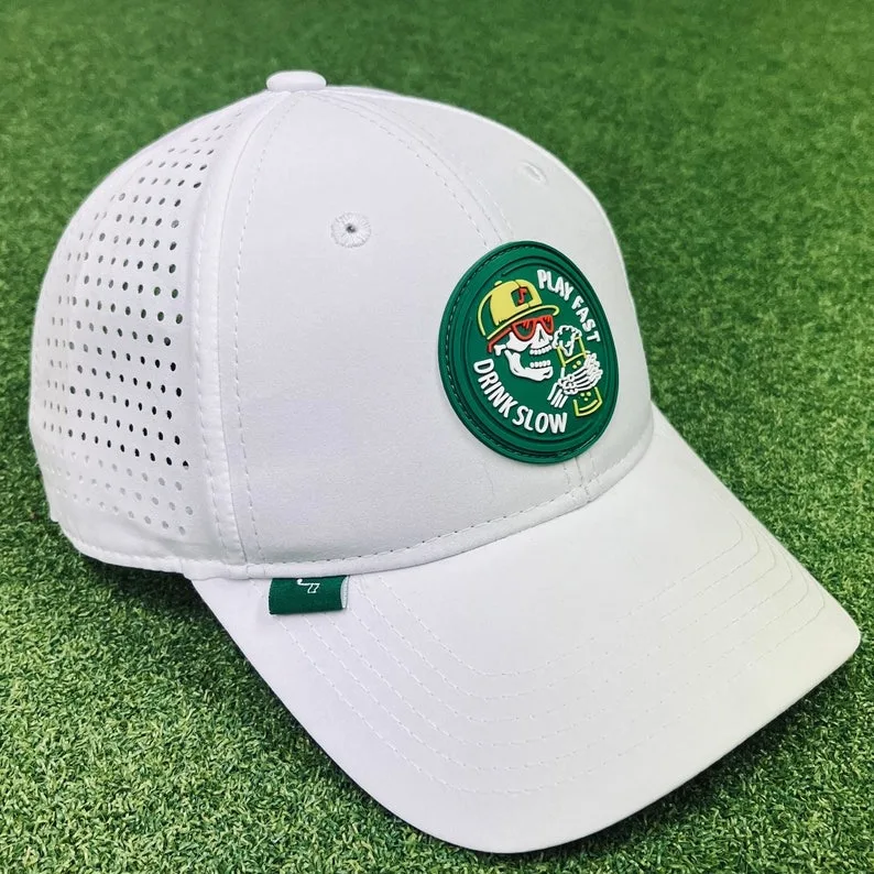 Custom Embroidery Logo 5 Panel Sport  Gorras Dad Cap White Performance Golf Laser Cut Hat Waterproof Baseball Hat