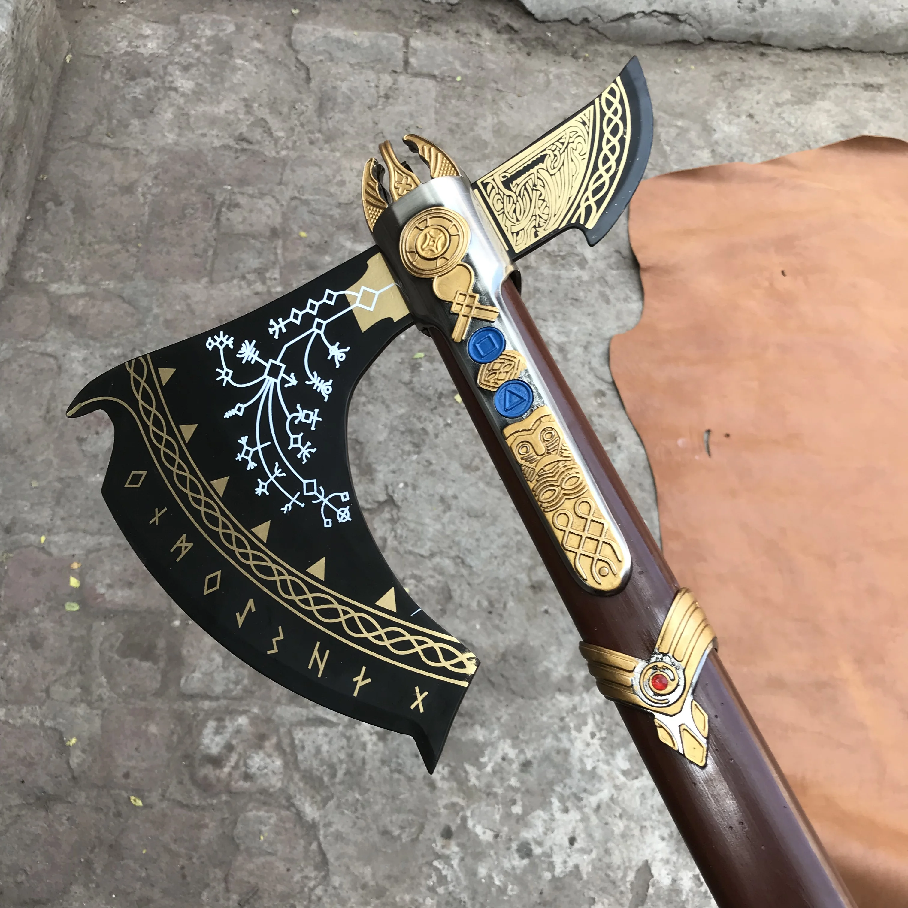 Kratos Axe From the Game God of War Handmade Forged Stainless Steel Leviathan Axe, Bearded Axe with Genuine Leather