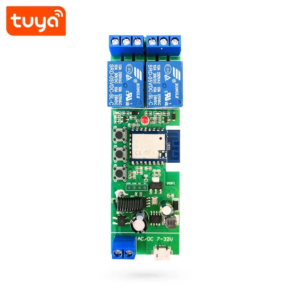 New Tuya Smart WIFI Smart Door Opener Relay 2CH Relay with RF433 PST-TYWB-2CH